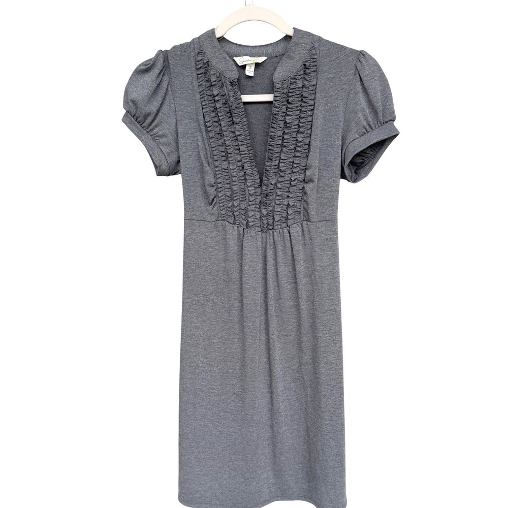 Speechless Grey Ruffle Empire Waist Mini Dress Short Puff Sleeve S Coquette‎
